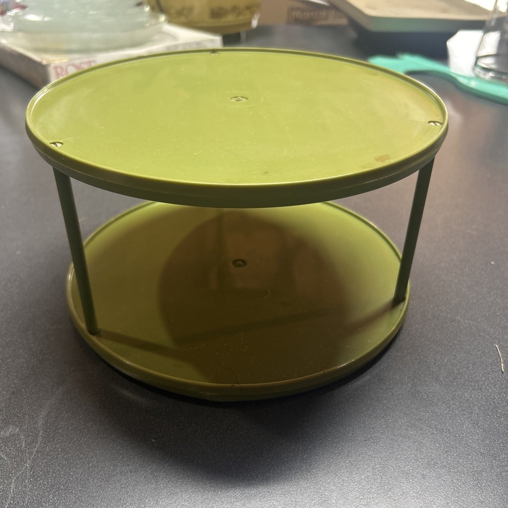 Vtg Sterilite Lazy Susan Double 2-Tier Turntable Avocado Green 10.5" Spice Rack